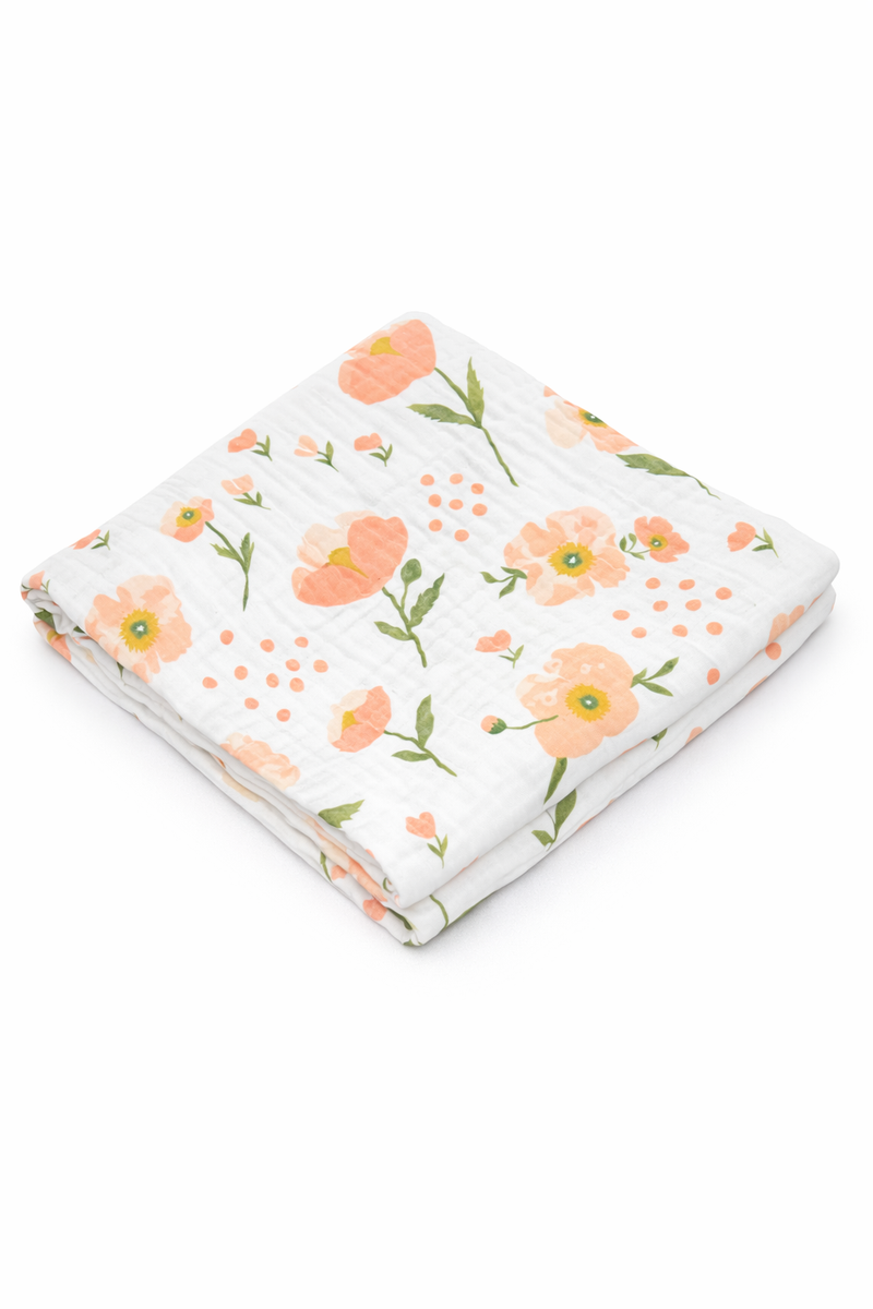 Organic flower 8 layer muslin blanket
