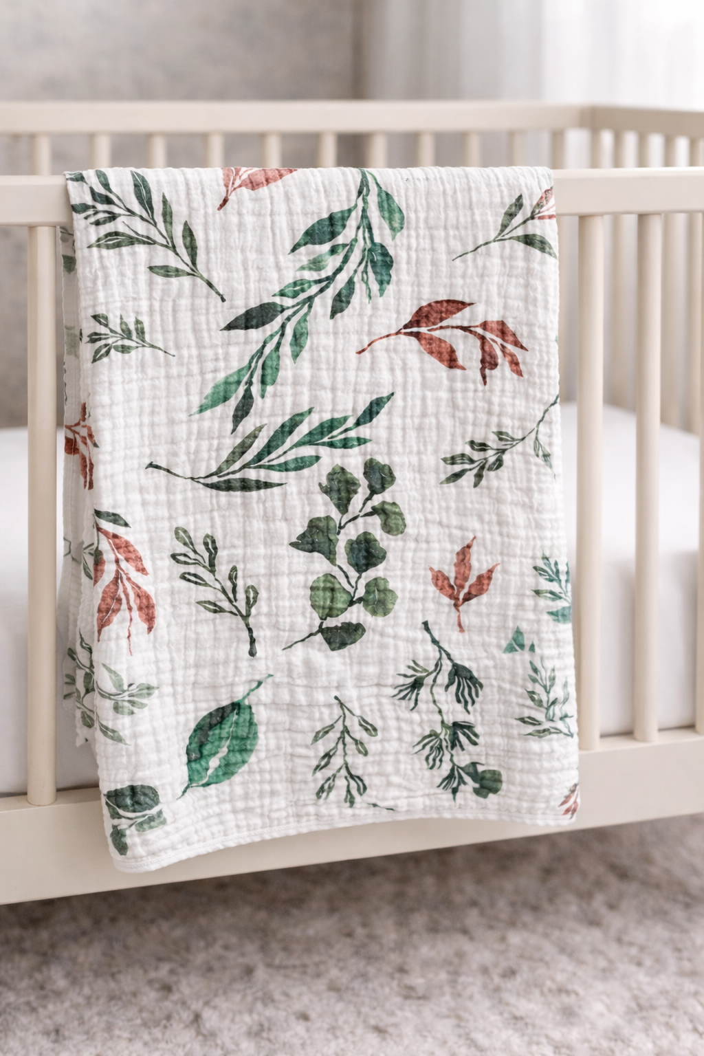 Organic Leaf Muslin Blanket - 8 Layers of Softness