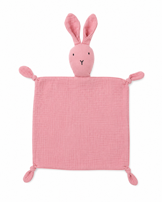 Premium Organic Cotton Bunny Lovey Security Blanket in Pink