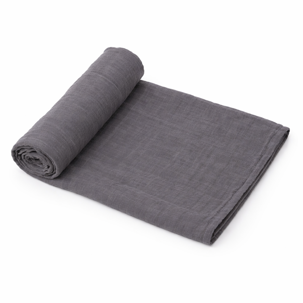 dark grey muslin swaddle