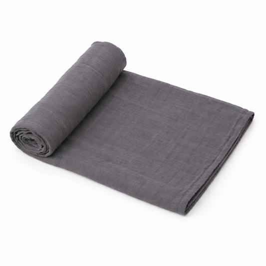 dark grey muslin swaddle