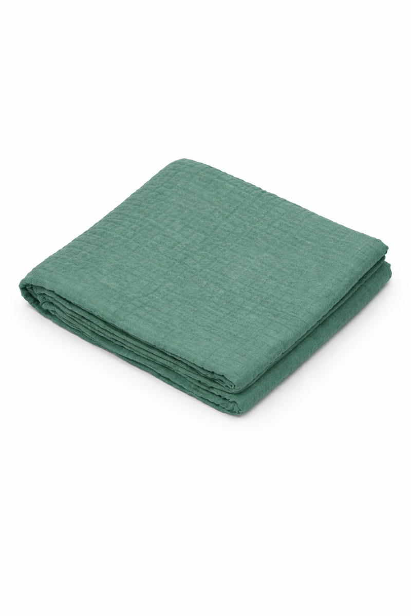 Green organic muslin baby blanket 